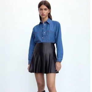 Zara Faux Leather A Line Skirt